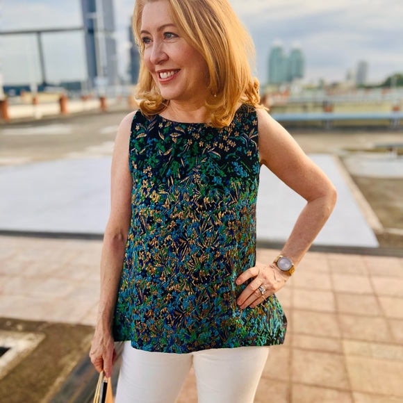 ANN MASHBURN unique brocade flared hem top-PERFECT CONDITION - Picture 7 of 9